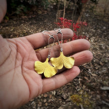 Load image into Gallery viewer, Golden Ginkgo Leaf Earrings
