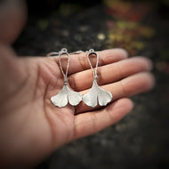 Silver Ginkgo Leaf Earrings