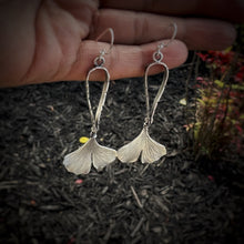 Load image into Gallery viewer, Silver Ginkgo Leaf Earrings
