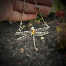 Load image into Gallery viewer, Textured Dragonfly with Citrine
