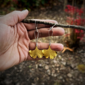 Golden Ginkgo Leaf Earrings