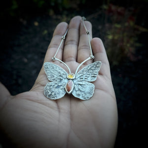 Textured Butterfly with Burmese Jade & Citrine