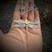 Load image into Gallery viewer, Textured Dragonfly with Citrine
