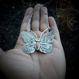 Textured Butterfly with Burmese Jade & Citrine