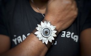 Sunflower on Leather Bracelet