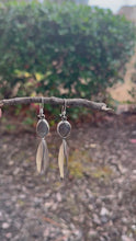 Load and play video in Gallery viewer, Willow Leaf &amp; Gray Moonstone Earrings
